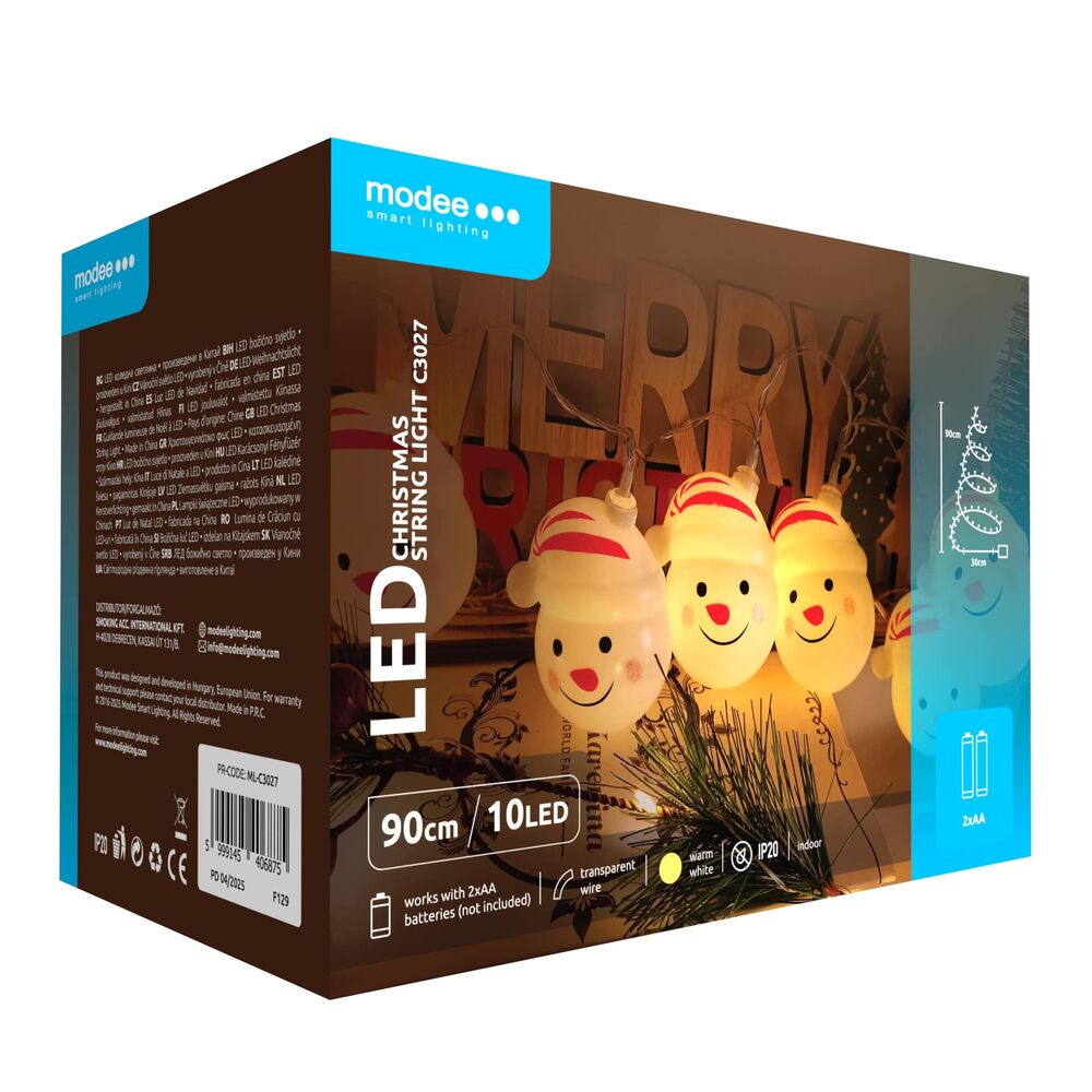 Modee Χριστουγεννιάτικα Διακοσμητικά Φωτάκια LED (10LED/120cm/10cm) Θερμό Λευκό