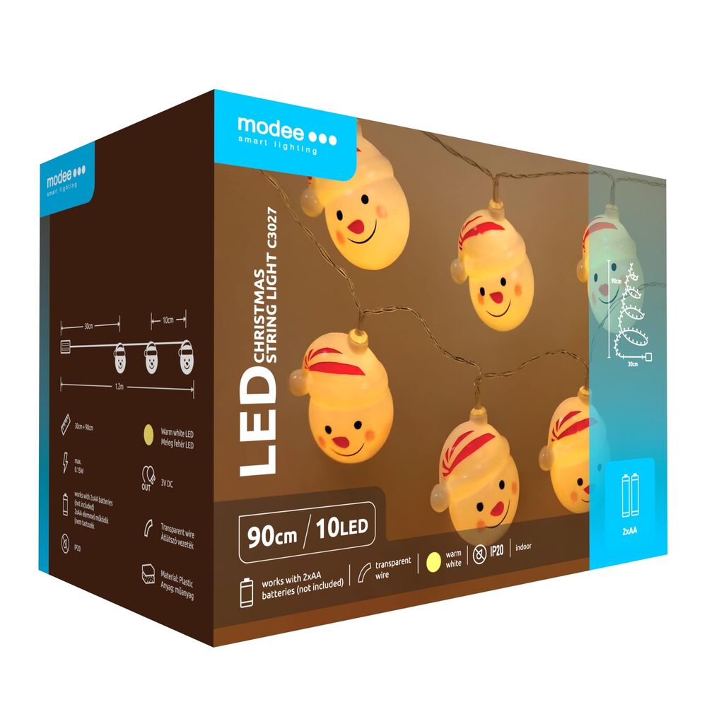 Modee Χριστουγεννιάτικα Διακοσμητικά Φωτάκια LED (10LED/120cm/10cm) Θερμό Λευκό