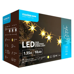 Modee Χριστουγεννιάτικα Διακοσμητικά Φωτάκια LED (10LED/165cm/15cm) Θερμό Λευκό