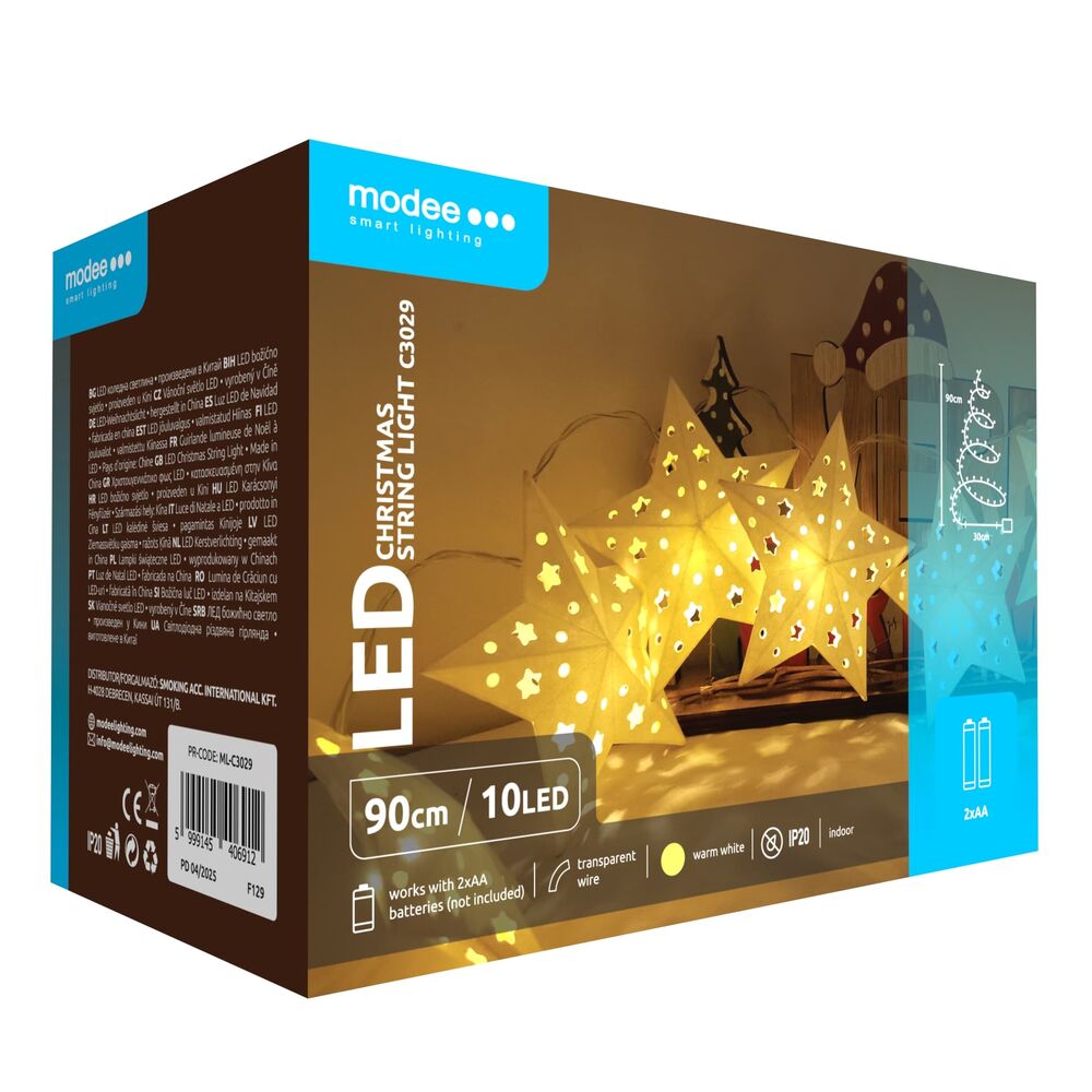 Modee Χριστουγεννιάτικα Διακοσμητικά Φωτάκια LED (10LED/120cm/10cm) Θερμό Λευκό
