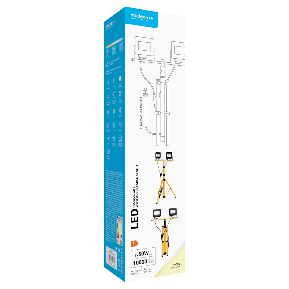 Modee LED Προβολέας με Stand Floodlight with Stand 2x50W 120° 4000K ERP 10.000 Lumens