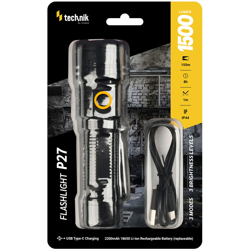 Technik Φακός P27 1500lm με 3x TE LED & USB-C
