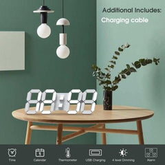 EDUP EH-LED1301 3D LED Wall Clock 15" Alarm Clock with Remote Control