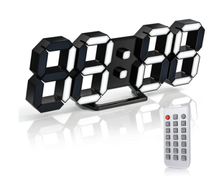 EDUP EH-LED1302B-3 3D LED Wall Clock 9.7" Alarm Clock with Remote Control