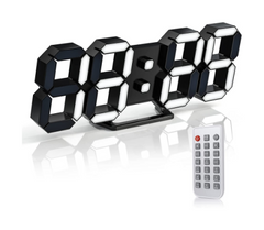 EDUP EH-LED1302B-3 3D LED Wall Clock 9.7" Alarm Clock with Remote Control