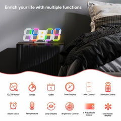 EDUP EH-LED1319-pro 3D LED Wall Clock 9.7" Tuya App