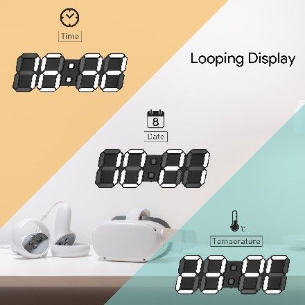 EDUP EH-LEDNI-B-1 3D LED Wall Clock 5.2" Mini