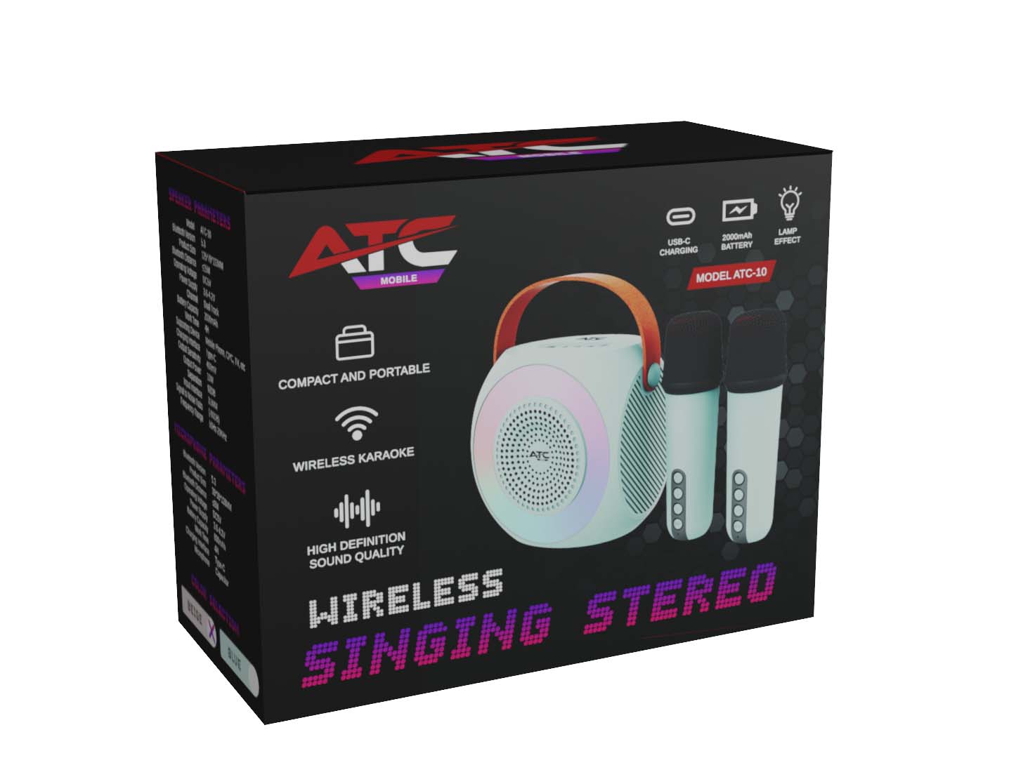 ATC-10 Ασύρματο Ηχείο Karaoke Speaker Μπλε