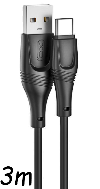 XO NB238 Zeus Series Ευκαμπτο Καλώδιο Σιλικόνης Type-C 3M Μαύρο