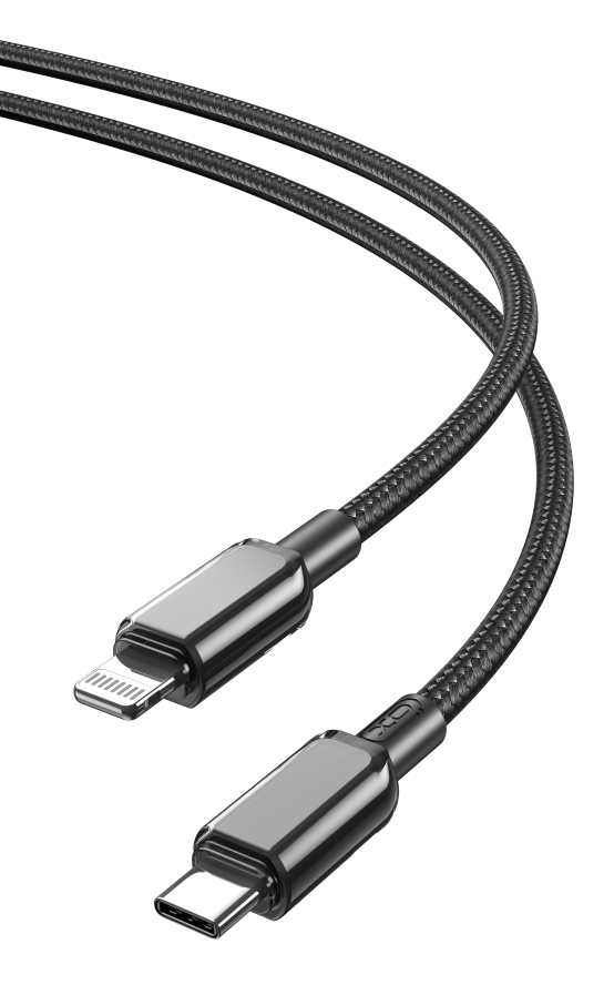 XO NB-Q250A Πολύχρωμο Καλώδιο Γρήγορης Φόρτισης Lightning PD 27W PVC 1m Μαύρο