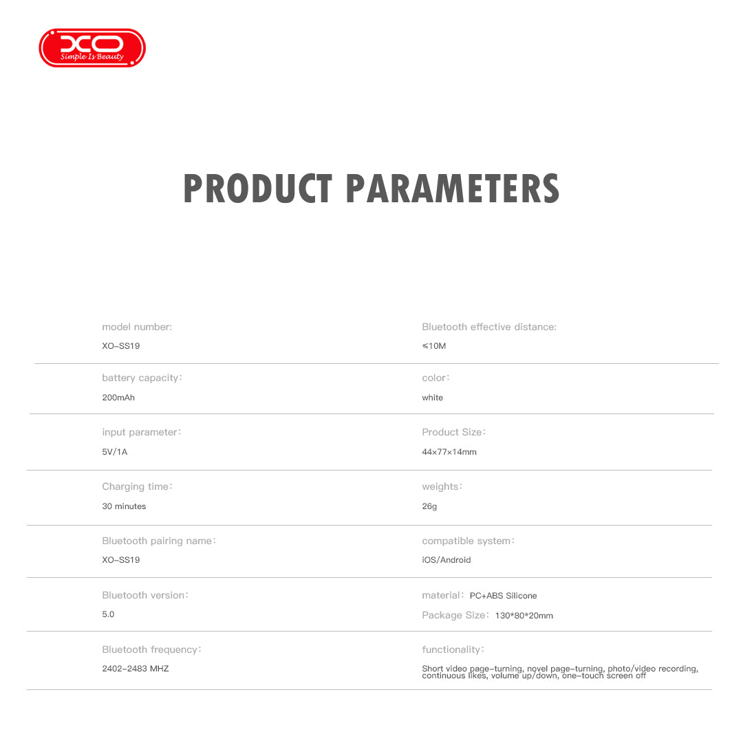 XO SS19 Πολυλειτουργικό Τηλεχειριστήριο Κινητού με Bluetooth