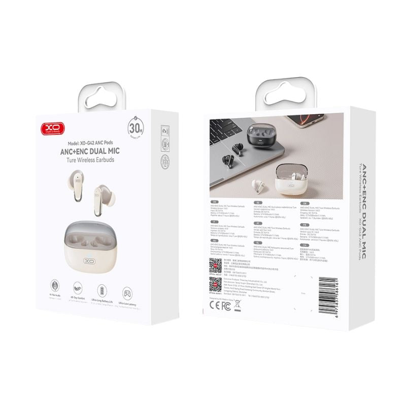 XO G42 Earbuds ANC & ENC με Dual-Mic TWS Μπεζ