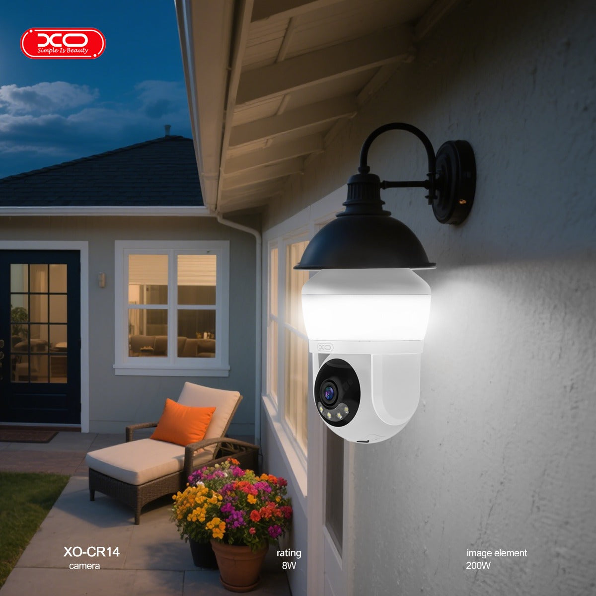 XO CR14 Λαμπτήρας με WIFI Κάμερα Παρακολούθησης 8W/200W