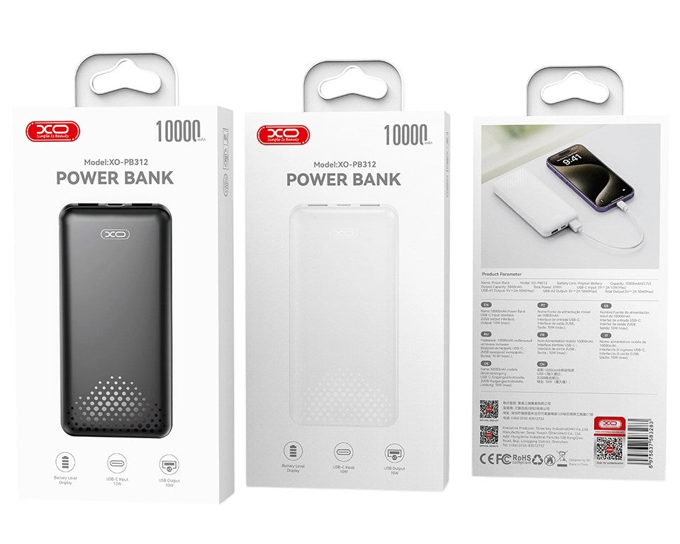 XO PB312 Powerbank 10.000mAh Λευκό