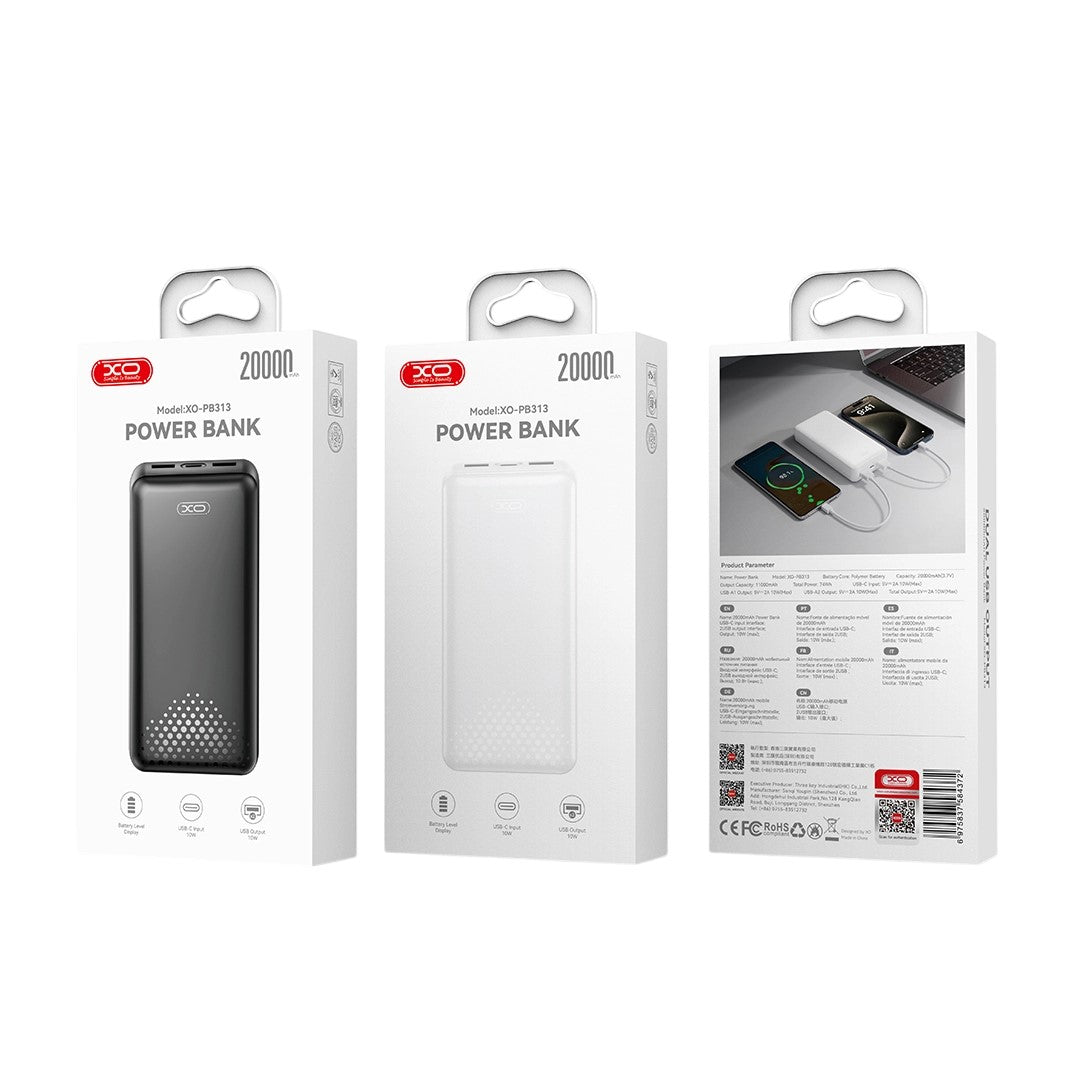 XO PB313 Powerbank 20000mAh Μαύρο