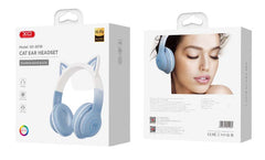 XO BE38 Ακουστικά Κεφαλής Αυτιά Γάτας Bluetooth (Μπλε)
