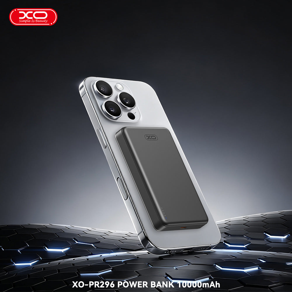 XO PR296 Powerbank Ταχείας Φόρτισης Μεταλικό με Μαγνήτη 10.000mAh Γκρι