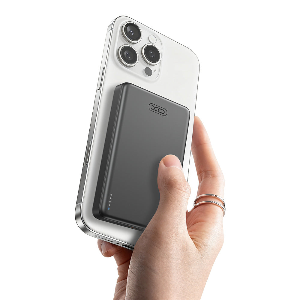 XO PR296 Powerbank Ταχείας Φόρτισης Μεταλικό με Μαγνήτη 10.000mAh Γκρι