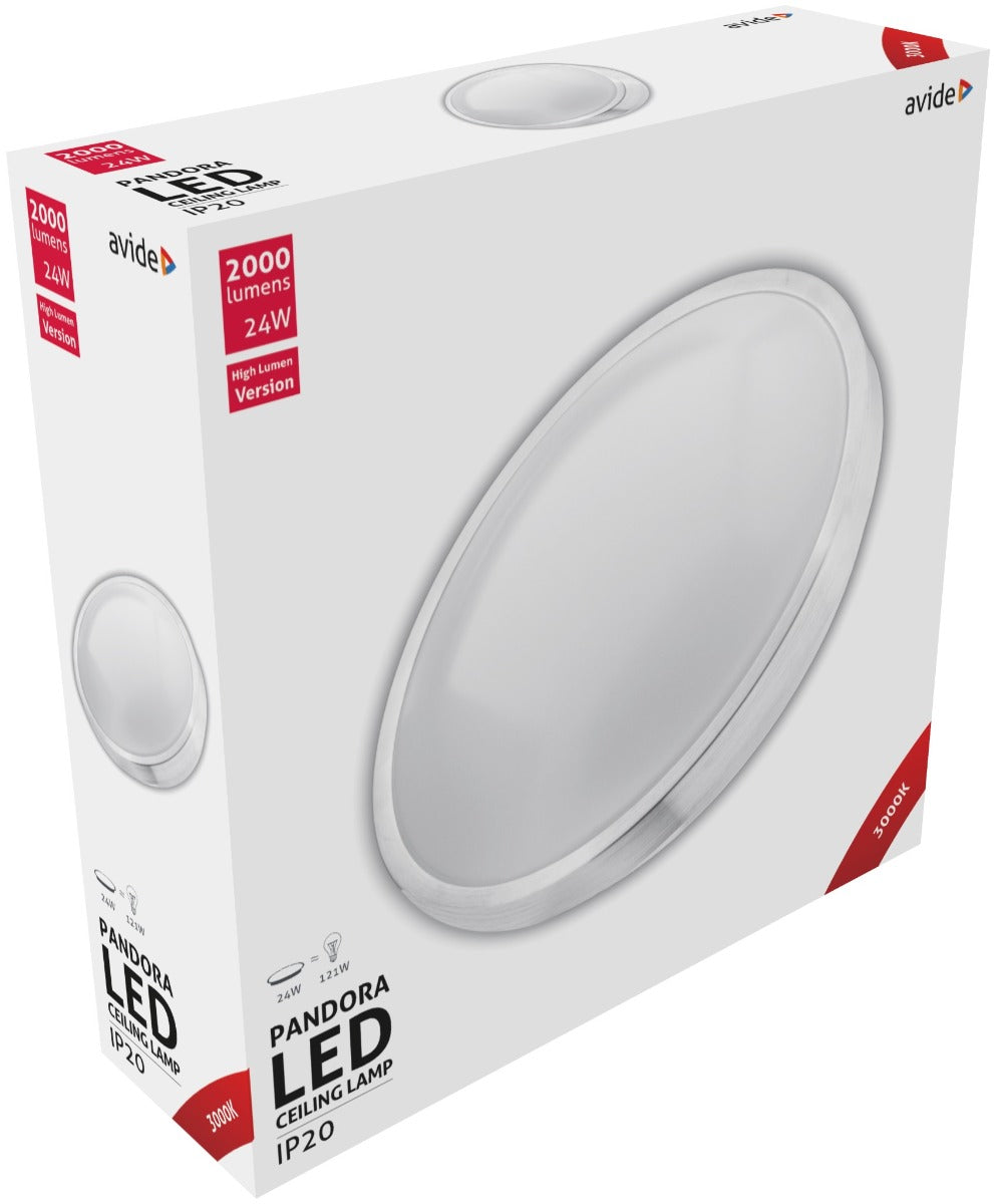 Avide LED Μοντέρνα Πλαφονιέρα Οροφής Pandora (Αλουμίνιο) 24W 380x110.0mm Θερμό 3000K