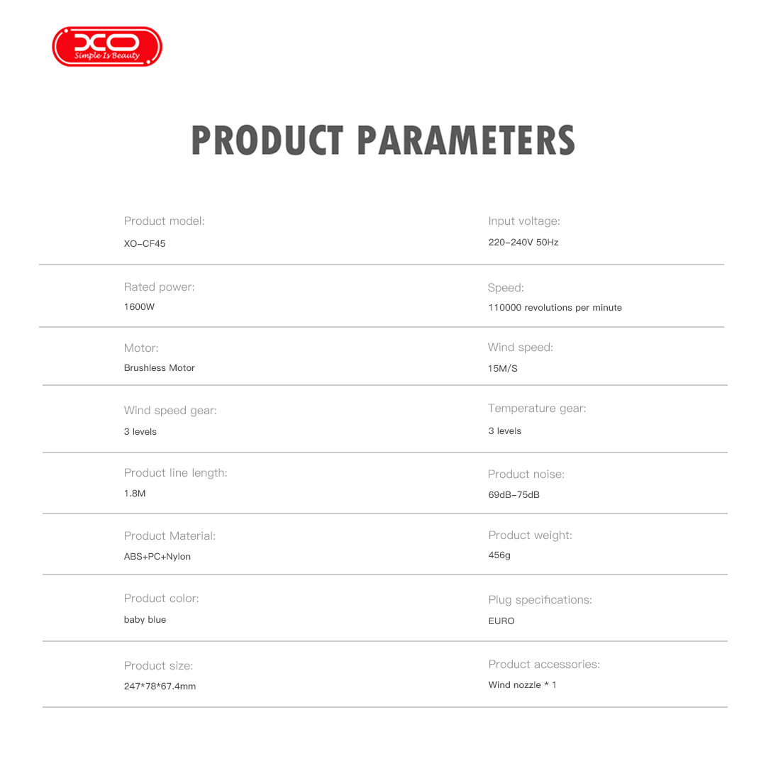 XO CF45 Έξυπνο Πιστολάκι Μαλλιών High Speed EU