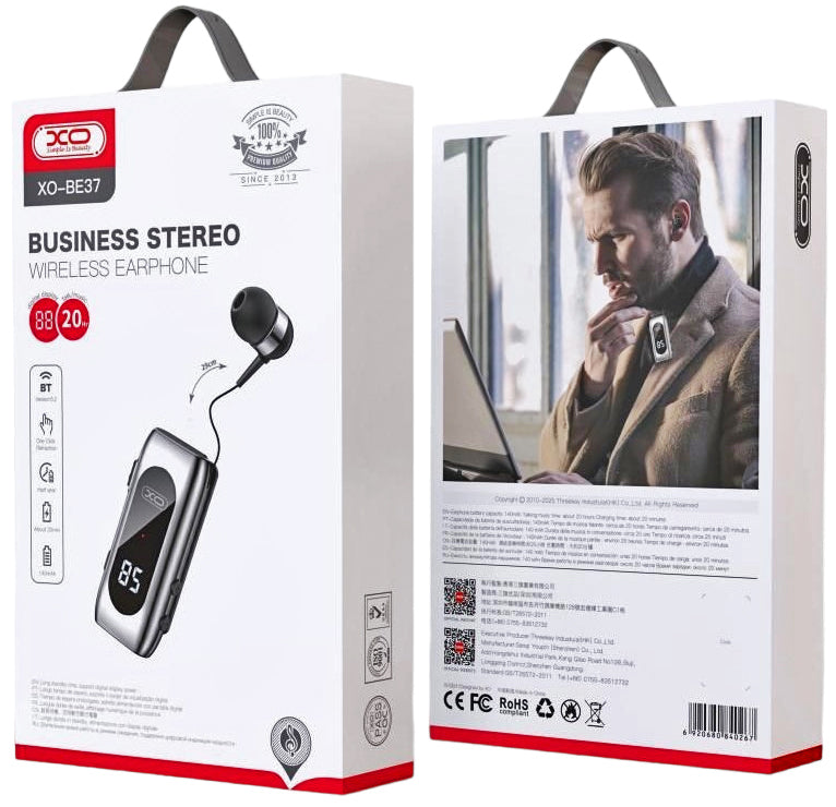 XO BE37 Bluetooth Ακουστικό in-ear με Μεγάλη Αντοχή και Ψηφιακή Οθόνη