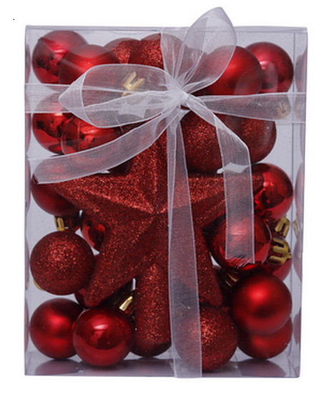 Artezan Set of Christmas Balls 3cm Red and Top 30pcs