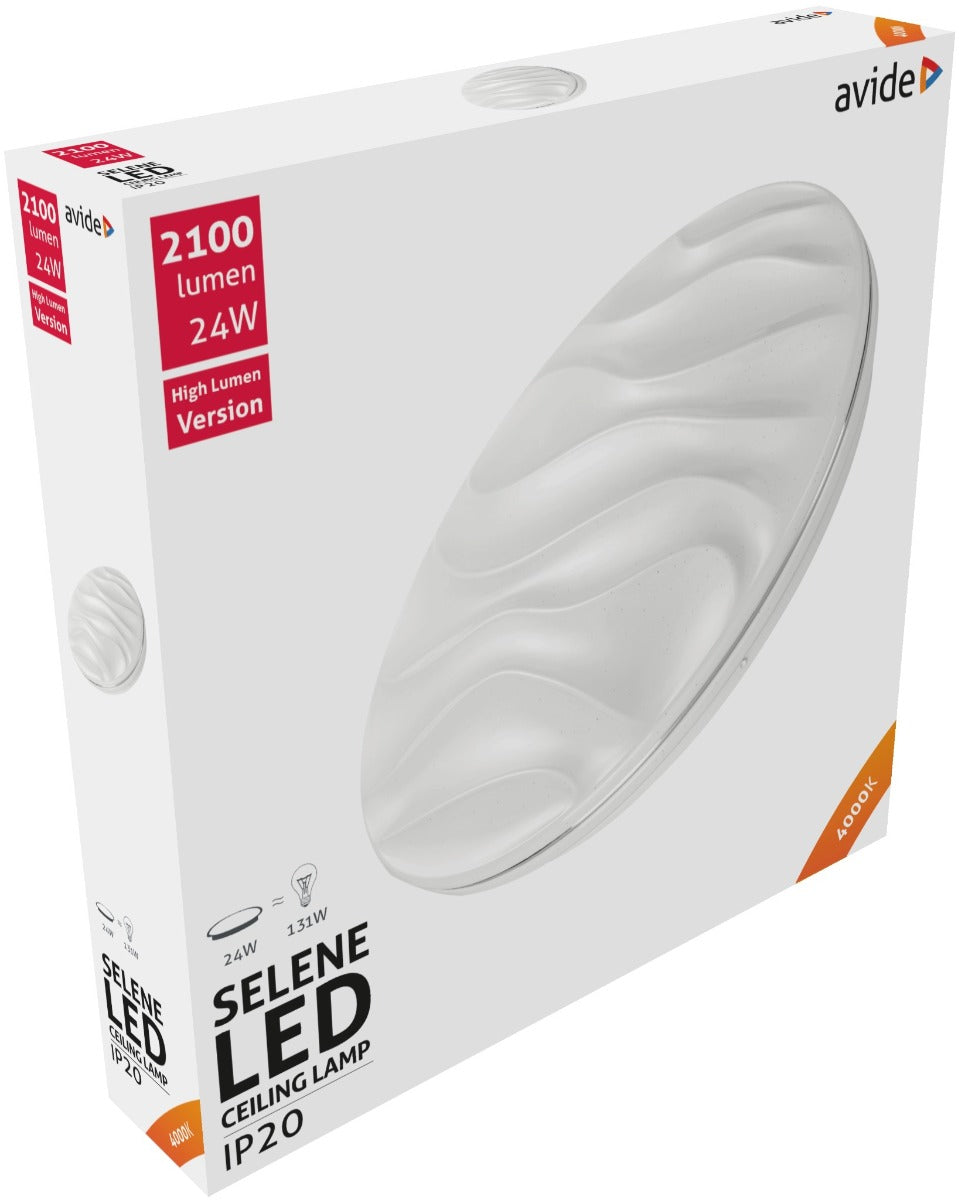 Avide LED Μοντέρνα Πλαφονιέρα Οροφής Selene 24W 380x70mm Λευκό 4000K
