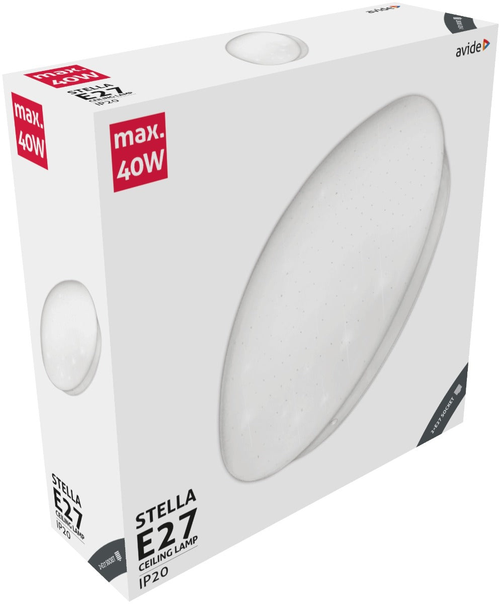 Avide LED Μοντέρνα Πλαφονιέρα Οροφής Stella 380x110.0mm 2xE27