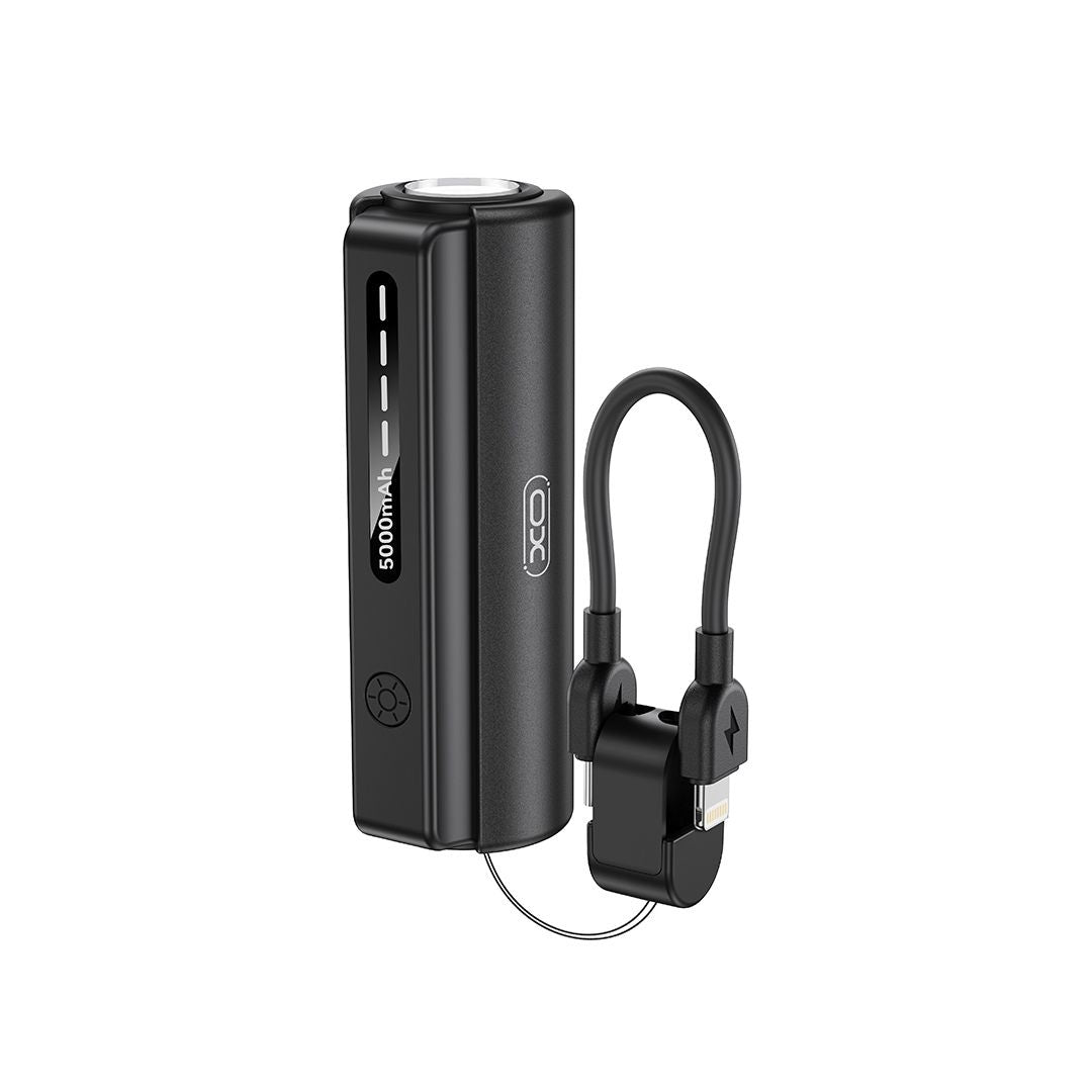 XO PR281 Mini Powerbank 5000mAh με Ενσωματωμένο Φακό και Καλώδιο Φόρτισης iP