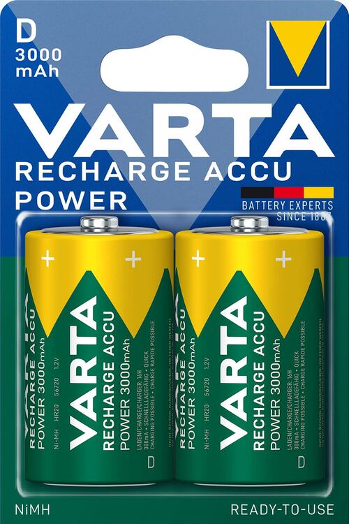 Varta Επαναφορτιζόμενες Μπαταρίες R2U D 3000mAh (2τμχ)