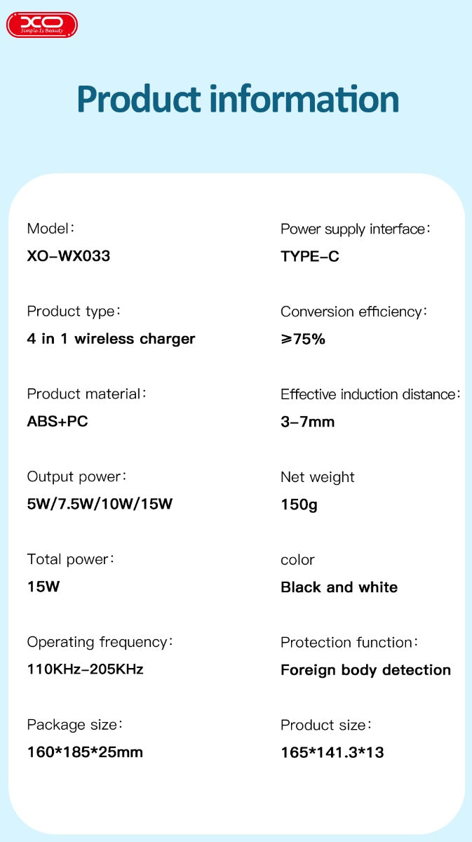 WX033 Ασύρματος Φορτιστής 4 σε 1 15w