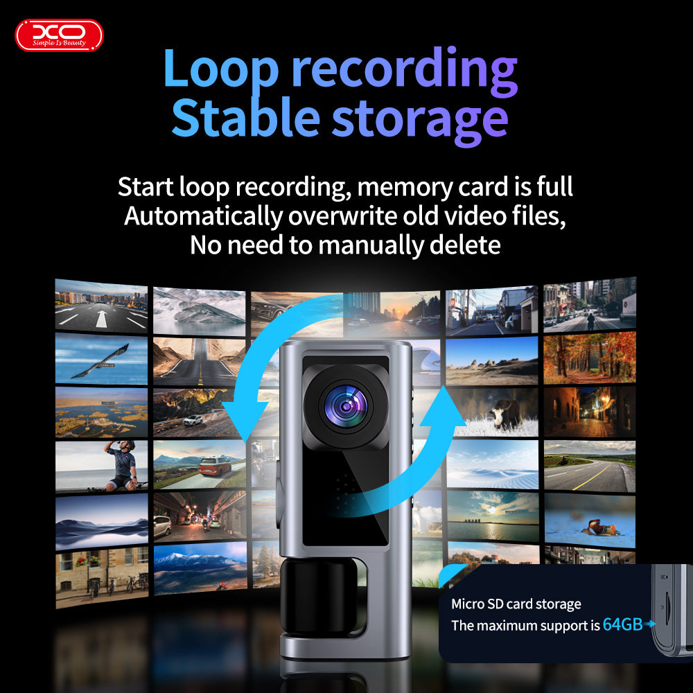 XO XJ03 Front and Rear Dual Video Camera 1080 HD