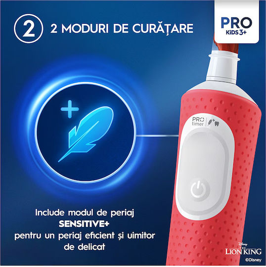 Oral-B Vitality Pro Παιδική Ηλεκτρική Οδοντόβουρτσα με Χρονόμετρο για 3+ Χρονών Lion King  & Θήκη Ταξιδιού