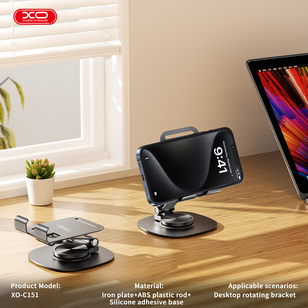 XO C151 Μεταλλική  360° Περιστρεφόμενη Επιτραπέζια Βάση Κινητού