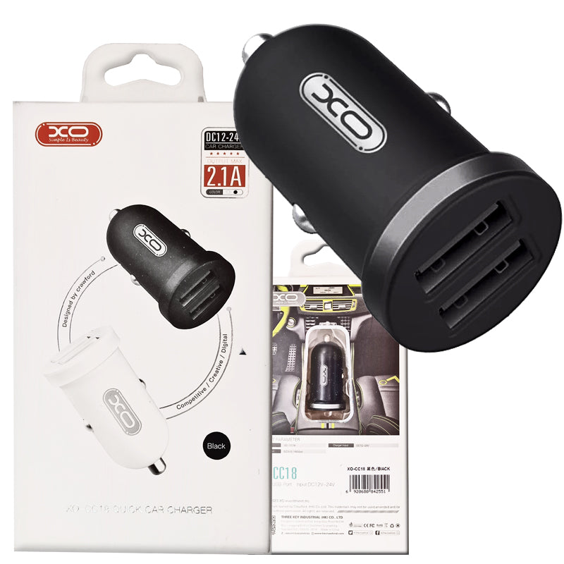 XO CC18 Διπλός USB Φορτιστής Αυτοκινήτου Μαύρος