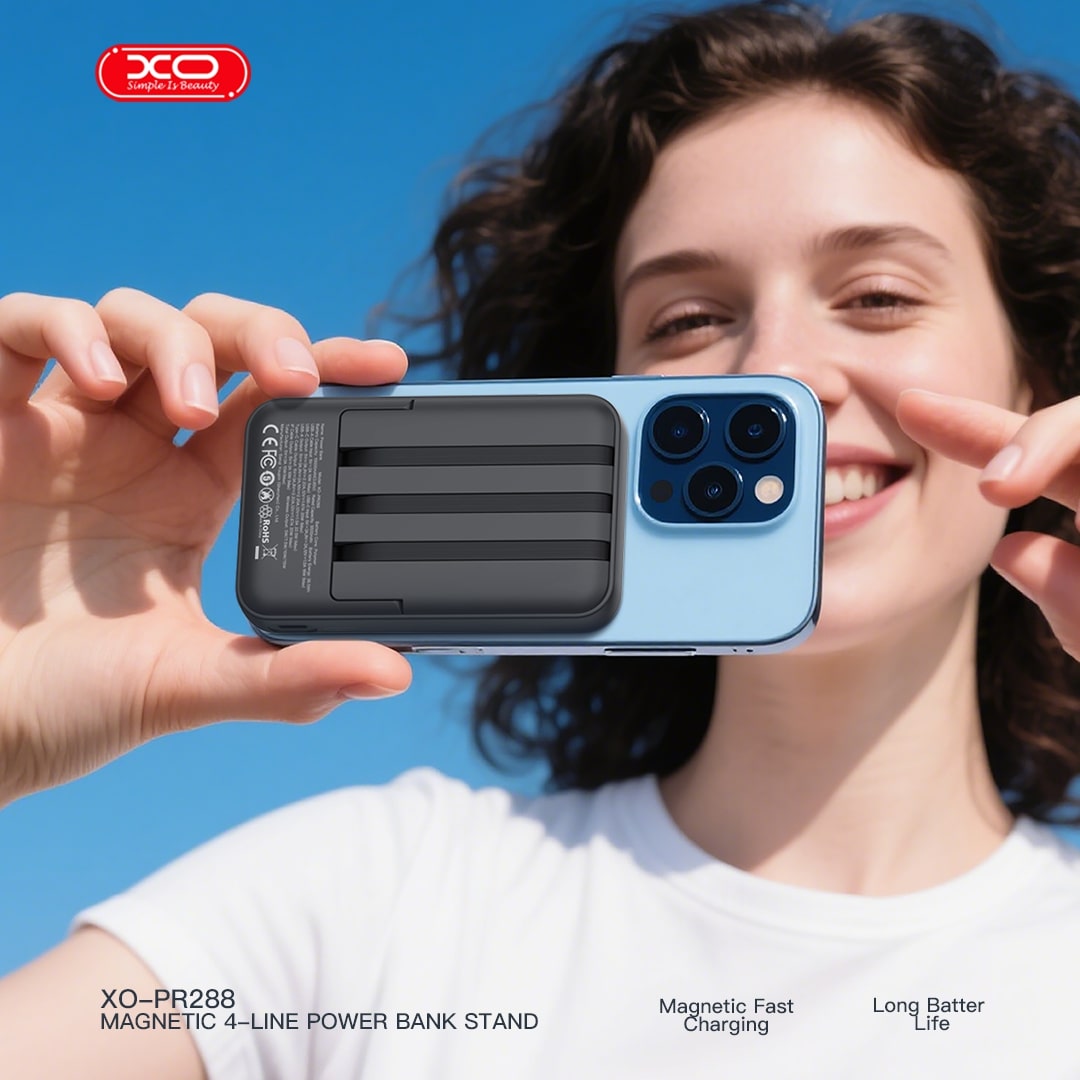 XO PR288 Powerbank Ταχείας Φόρτισης 15W με 3 Ενσωματομένα Καλώδια & Ασύρματη Φόρτιση PD20W 10000mAh