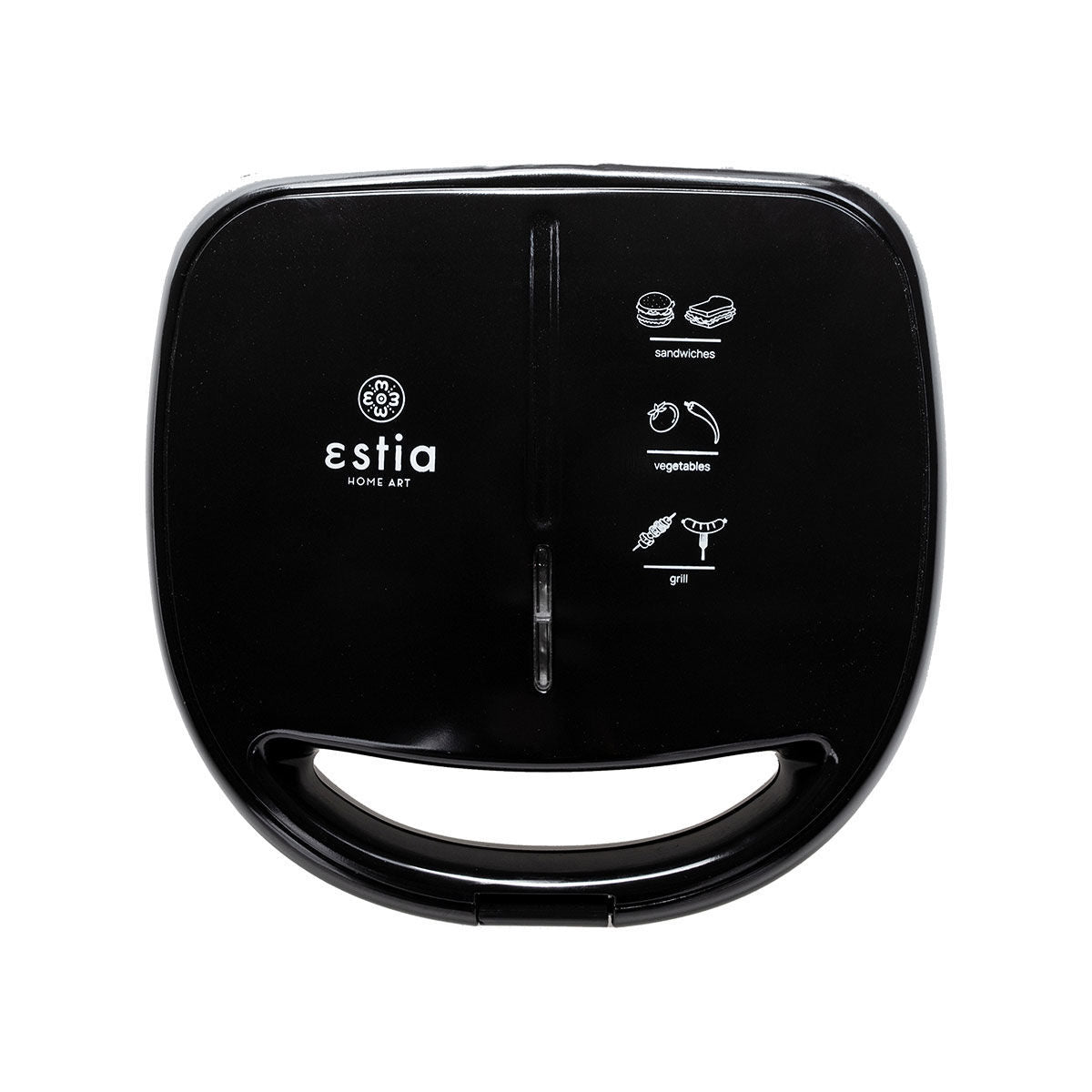 ESTIA BLACK &amp; STAINLESS STEEL 2-PLACE TOASTER 850w WITH REMOVABLE NON-STICK PLATES