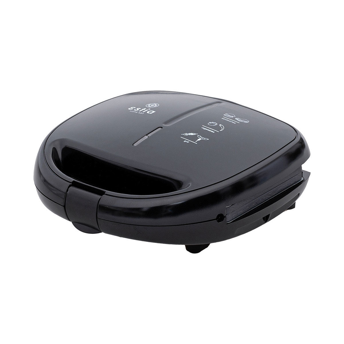 ESTIA BLACK &amp; STAINLESS STEEL 2-PLACE TOASTER 850w WITH REMOVABLE NON-STICK PLATES