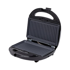 ESTIA BLACK &amp; STAINLESS STEEL 2-PLACE TOASTER 850w WITH REMOVABLE NON-STICK PLATES