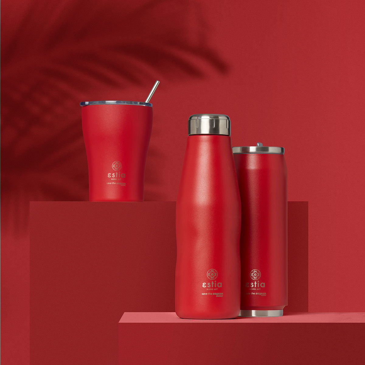 ESTIA ΘΕΡΜΟΣ TRAVEL FLASK SAVE THE AEGEAN 500ml SCARLET RED
