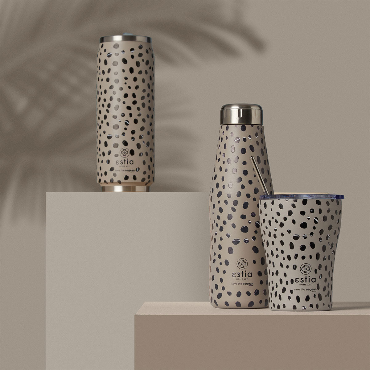 ESTIA ΘΕΡΜΟΣ TRAVEL CUP SAVE THE AEGEAN 500ml LEOPARD TAUPE