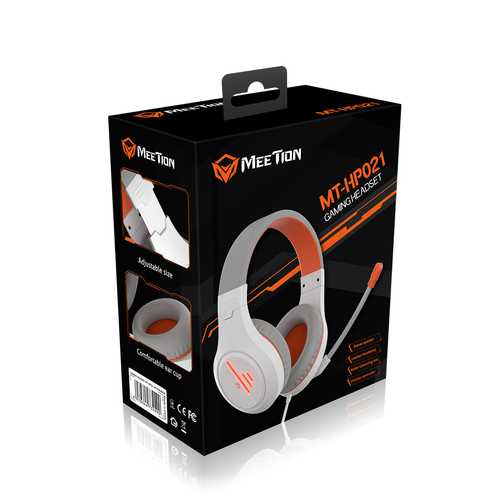 Meetion Ακουστικά Gaming MT-HP021 Λευκό & Πορτοκαλί