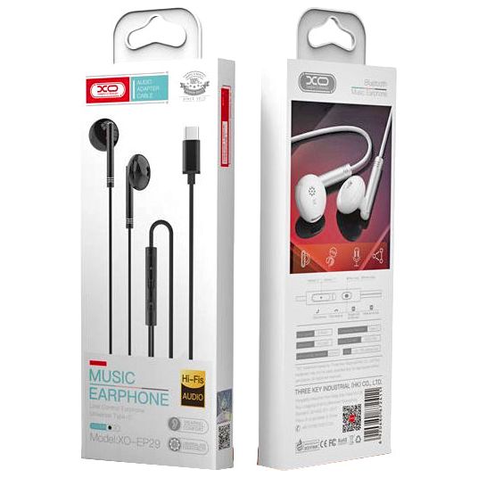 XO EP29 Ακουστικά Handsfree Type-C Μαύρα
