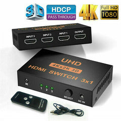 Μεταλλικός Διακόπτης HDMI 3 Είσοδοι / 1 Έξοδος 4K x 2K με Τηλεχειριστήριο