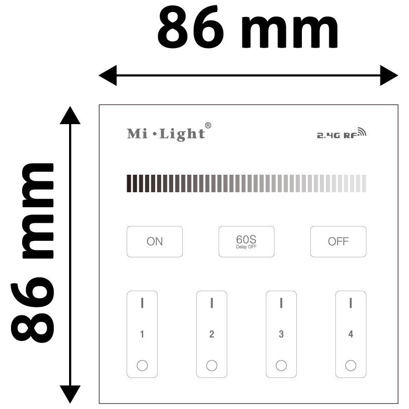 Avide Χωνευτό Πάνελ Αφής RF Χειρισμού LED Ταινίας 12V με Ντίμερ 4 Ζωνών /AC180-240V