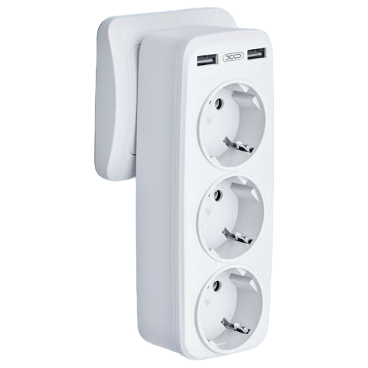XO WL08 Πολύπριζο EU Smart Τοίχου (3AC+2USB 2.4A) Λευκό