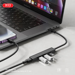 XO HUB014A Πλαστικός Φορητός Πολυαντάπτορας 4 σε 1 (Micro σε USB 3.0 + 2x USB 2.0 + TF)