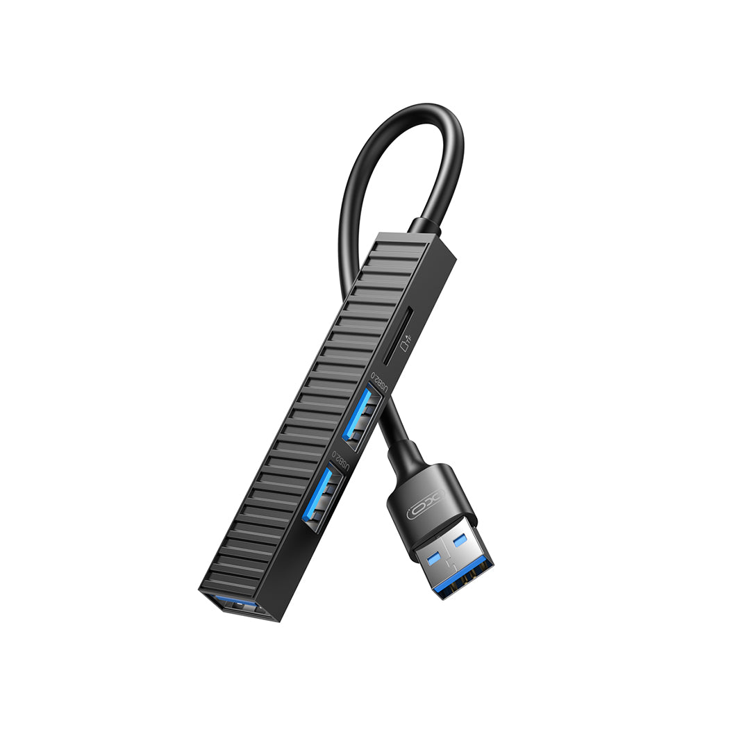 XO HUB014A Πλαστικός Φορητός Πολυαντάπτορας 4 σε 1 (Micro σε USB 3.0 + 2x USB 2.0 + TF)