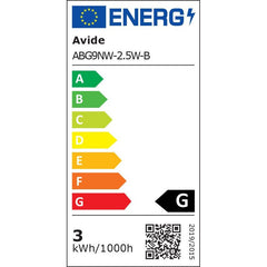 Avide Λάμπα LED 2.5W G9 160° NW 4000K Επίπεδη