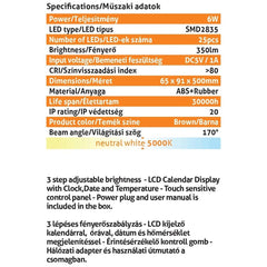 Avide LED Φωτιστικό Γραφείου Επαγγελματικό Δερμάτινο με Ημερολόγιο Καφέ 6W